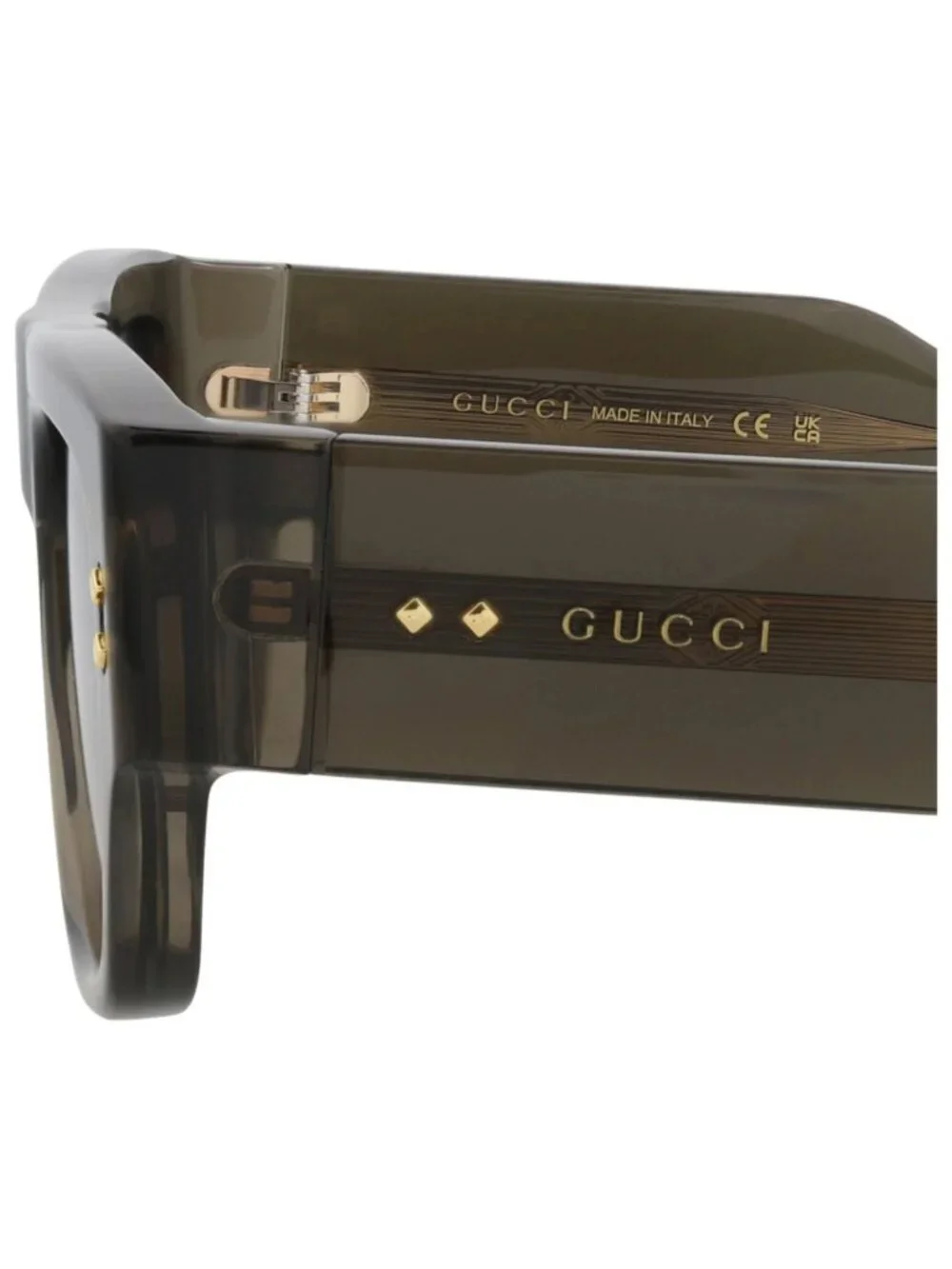 New Gucci Women's Sunglasses Square Rectangle Recycled Acetate Frame Mens Grey